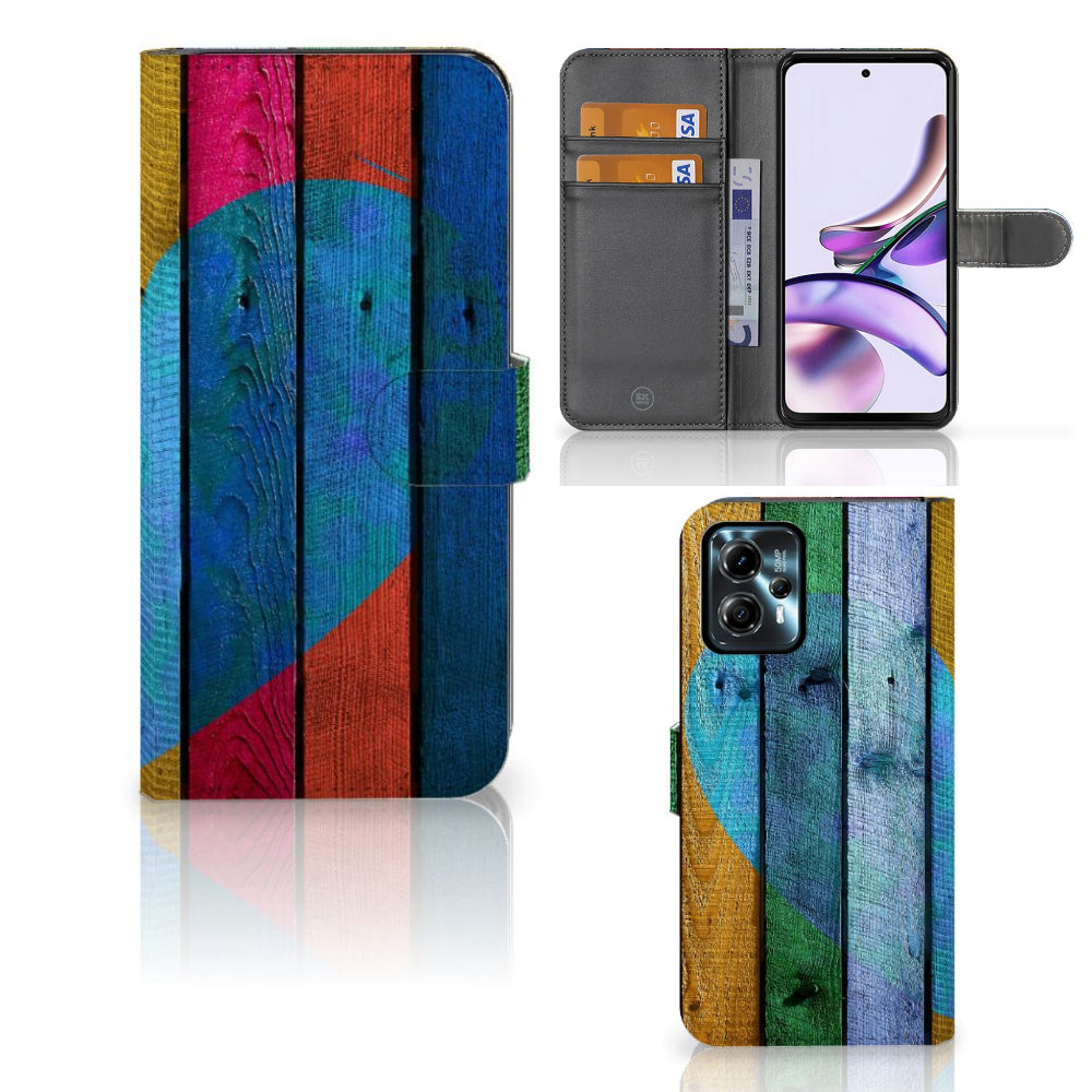 Motorola Moto G13 | G23 | Book Style Case | Wood Heart - Cadeau voor je Vriend