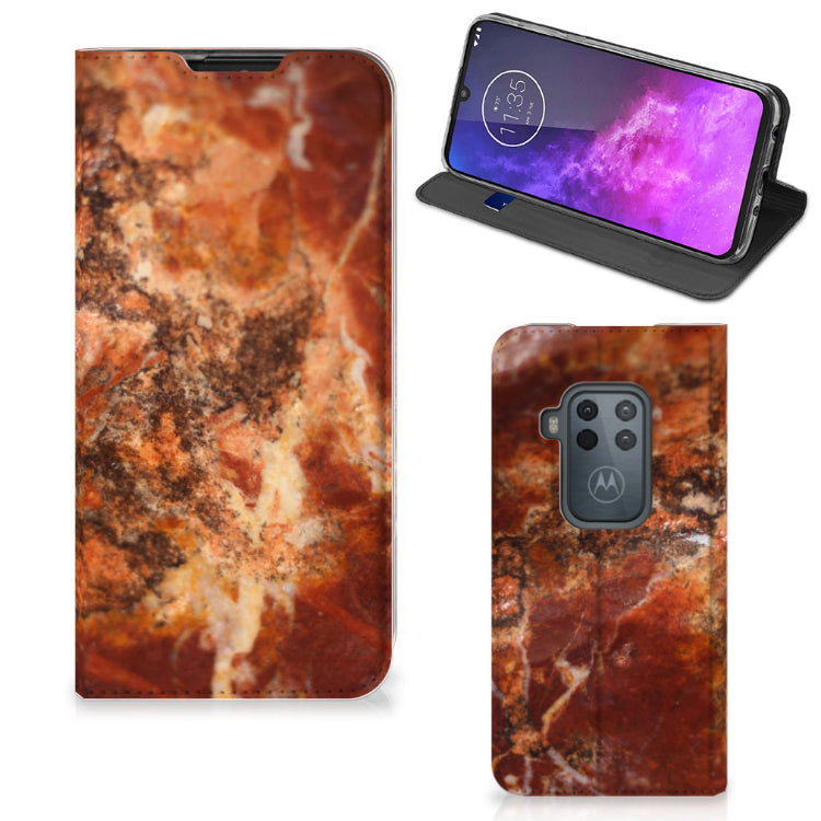 Motorola One Zoom | Standcase | Marmer Bruin