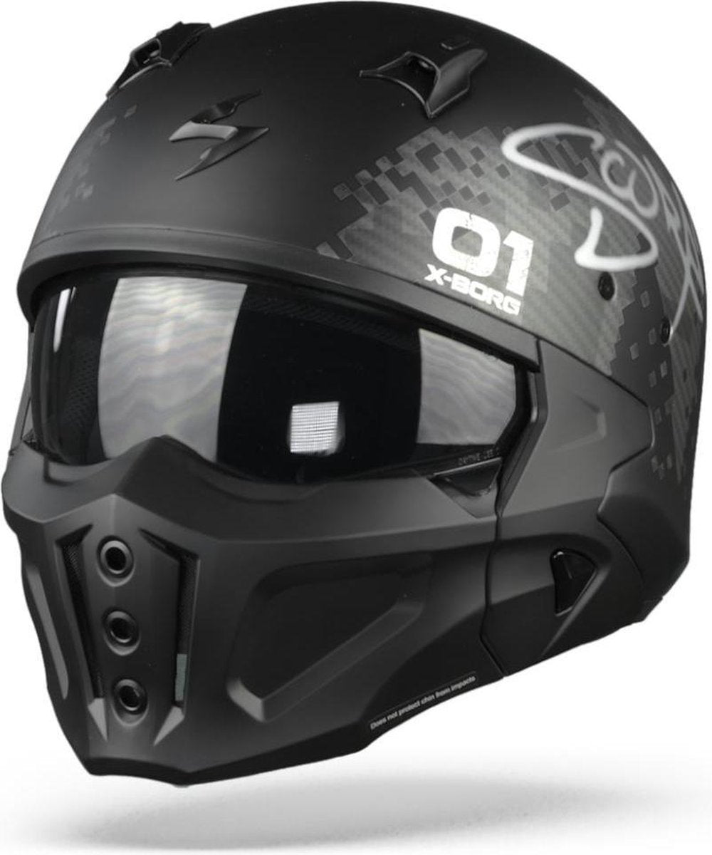 Scorpion Covert-X XBorg Matt Black Silver Jet Helmet L