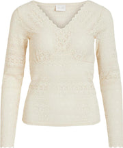 Vichikka V-neck L/s Lace Top/des/2 14072214 Birch