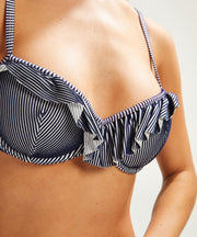 Hunkemöller Dames Voorgevormde beugel bikinitop Ruffle Stripe - maat E80