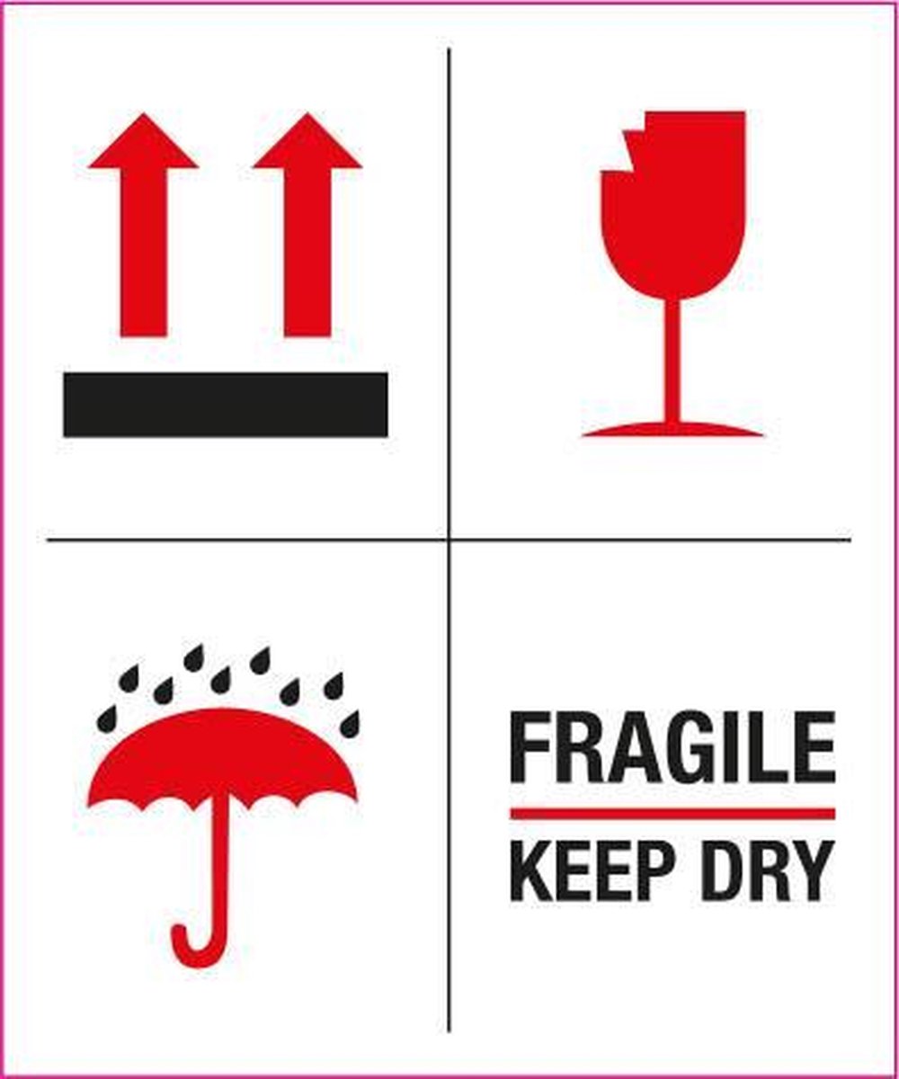 Breekbaar Keep Dry verhuisstickers. 20 stuks.