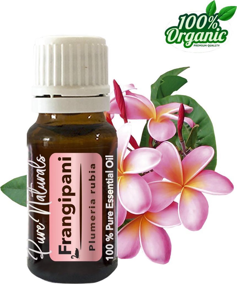 Frangipani etherische Olie 10 ml | Frangipani olie | 100% PUUR | Bio | Essentiële olie Aromatherapie | Olie diffuser | Geschikt voor inname | Pure Naturals