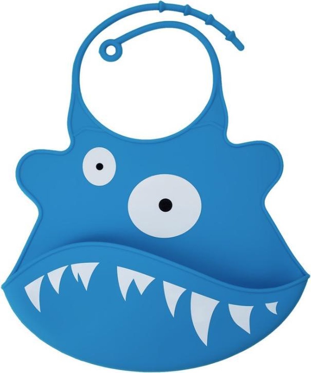 Siliconen slabbetje | Monster Bleu | Slabber | Waterdichte baby slabbetjes | Slabben | Met opvangbakje | Unisex slabbers