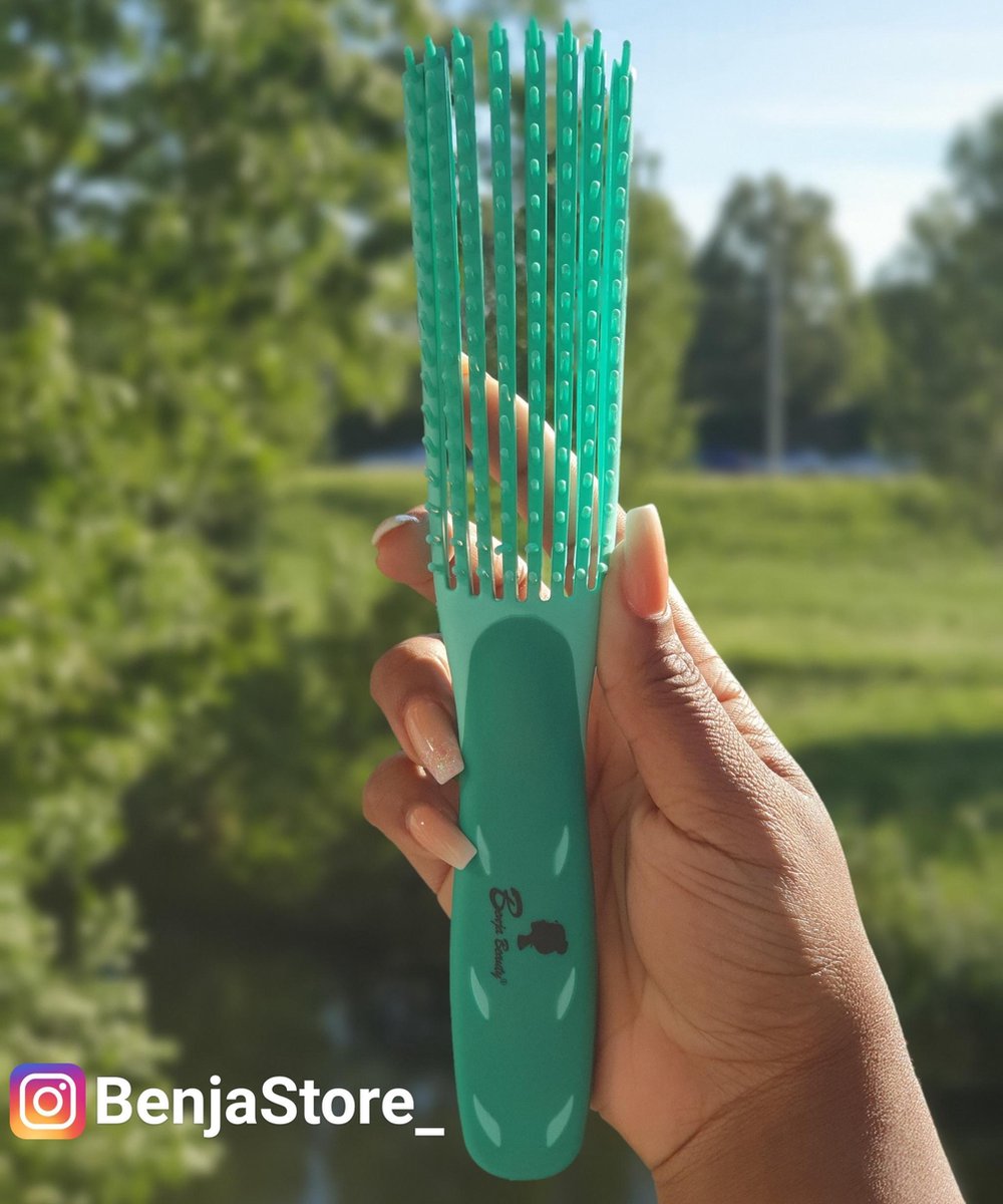 BenjaBeauty® Anti klit Haarborstel|Detangler brush|Haarverzorging|Krullen|Groen