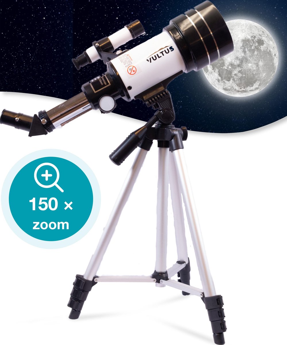 Vultus Telescoop - 150x - Sterrenkijker Voor Kinderen/Beginners en Volwassenen - Inclusief Statief en Draagtas - Vultus 30070