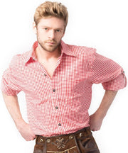 Boeren Tirol & Oktoberfest Kostuum | Toni Trachtenshirt Oktoberfest Rood Man | Maat 56-58 | Bierfeest | Verkleedkleding