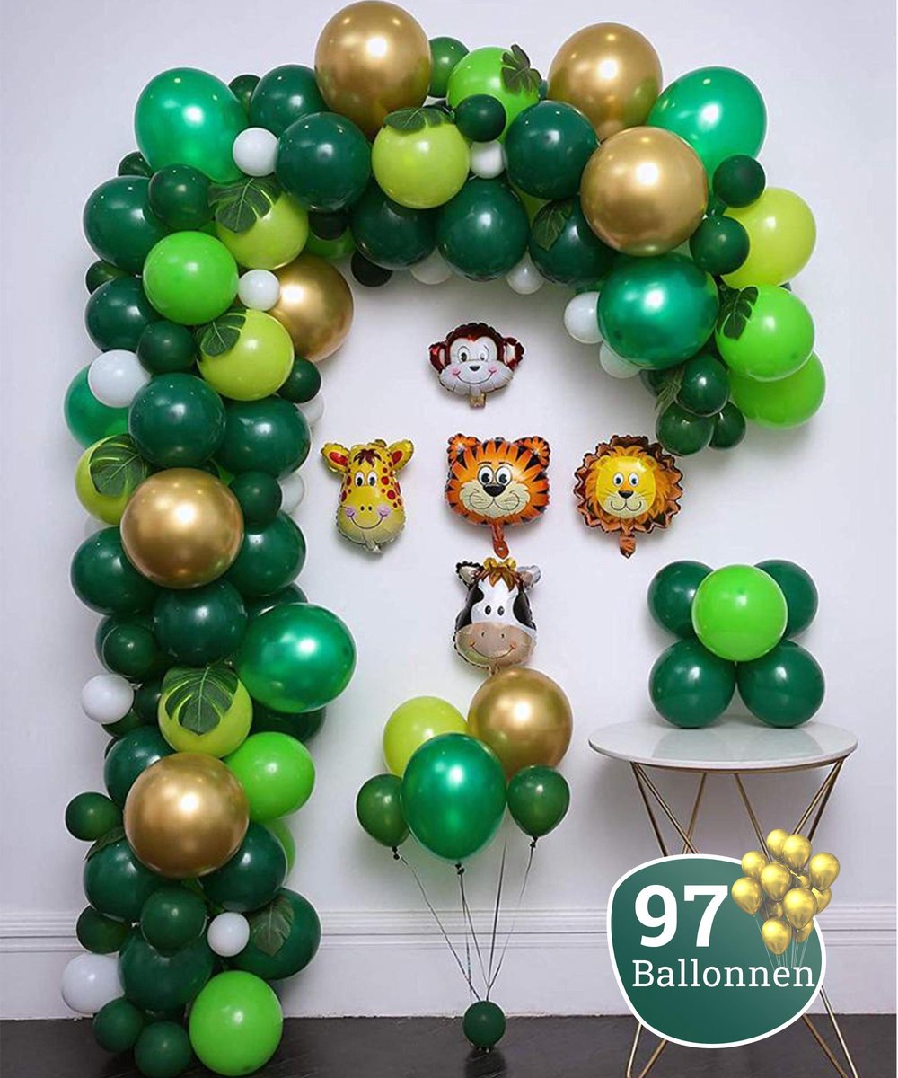 Sellaio Ballonnenboog – Jungle Safari - Ballonnen verjaardag – Versiering – Inclusief strip en pomp – Complete set – 97 ballonnen