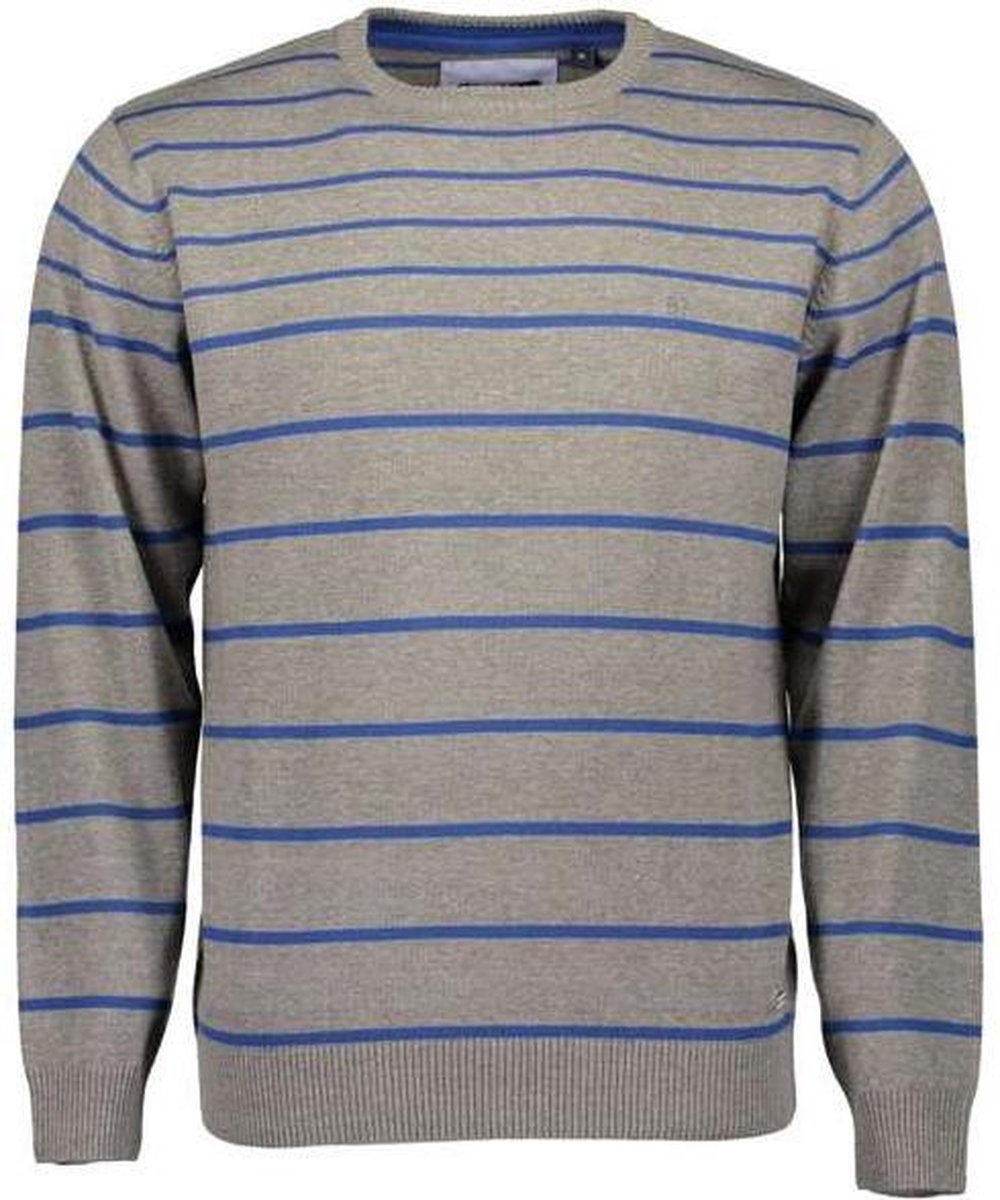 Blue Seven heren trui grijs/blauw gestreept - maat S