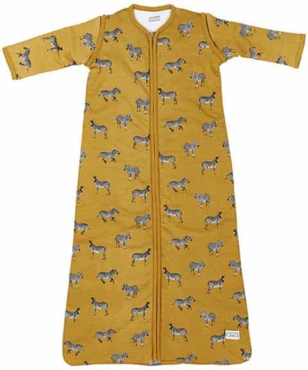 Meyco Zebra Animal babyslaapzak met afritsbare mouw gevoerd - 70 cm - Honey Gold