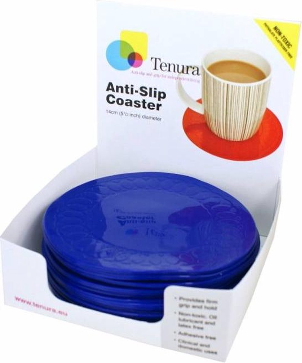 Able2 Anti-slip matten rond - blauw 14 cm display 25 st