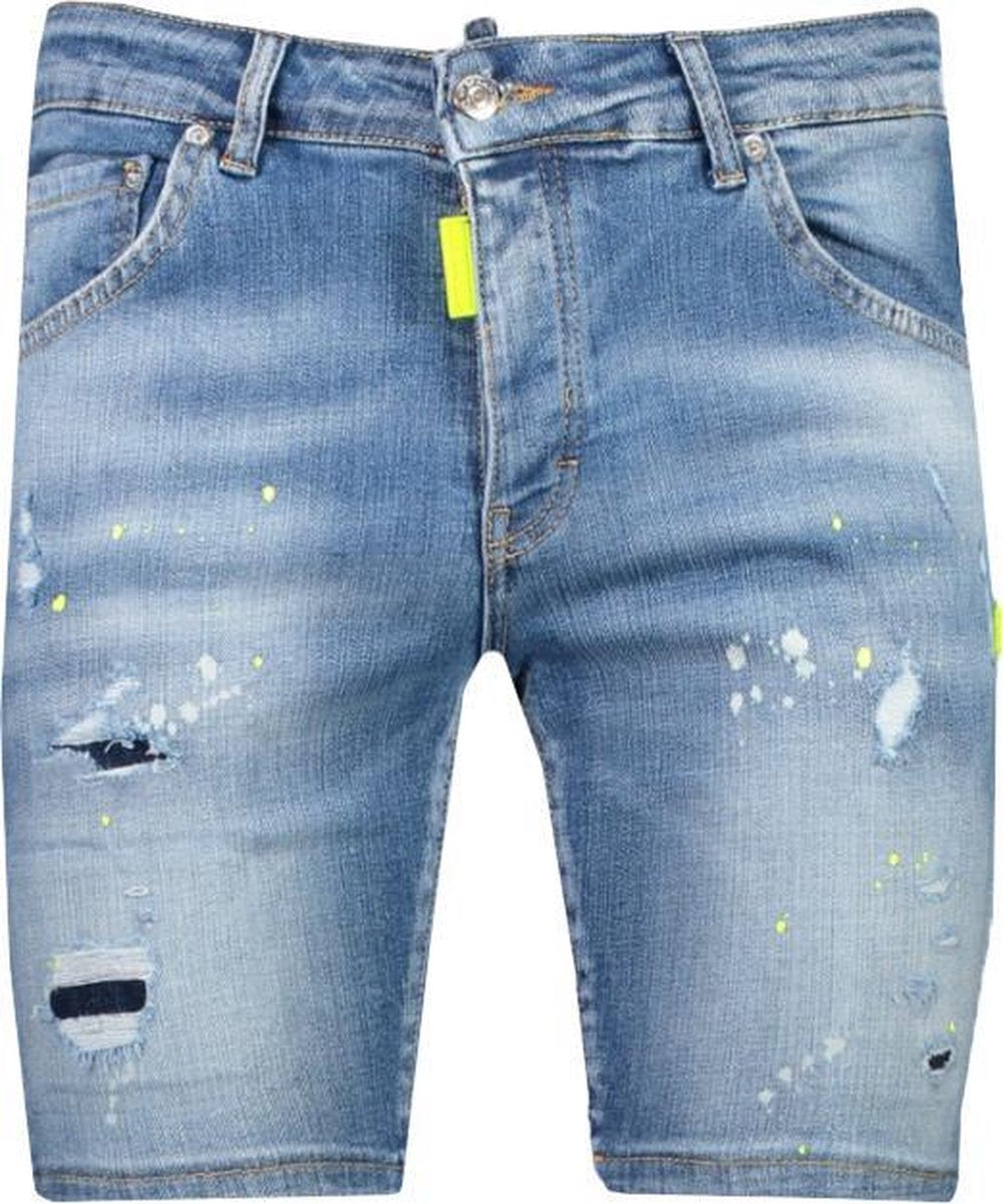 My Brand Korte Broek Blauw Slank - Maat W31 - Heren - Lente/Zomer Collectie - Katoen;Elastaan