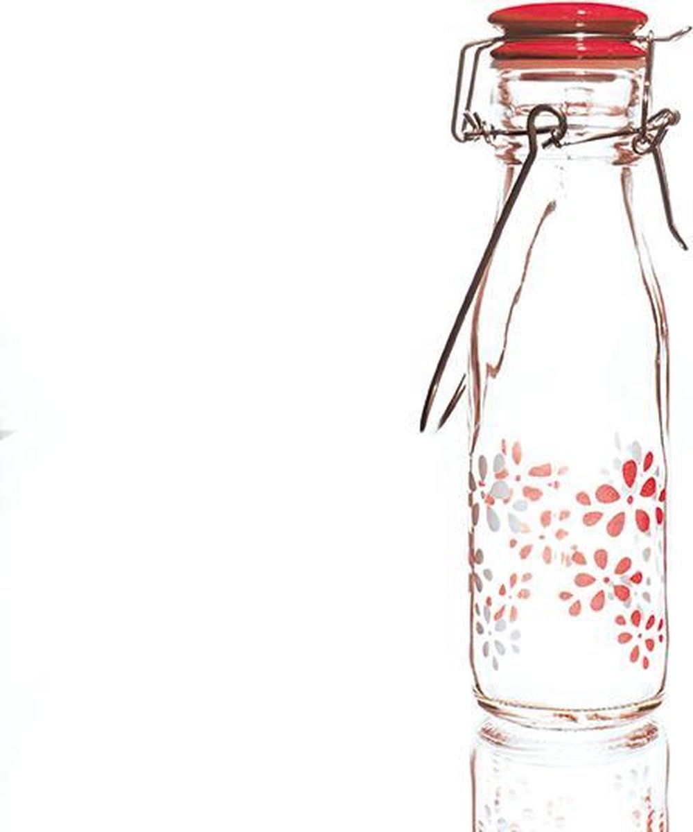 Zak!Designs - Lily Fles - Incl. Vergrendelbare Dop - Glas - 250 ml - Rood