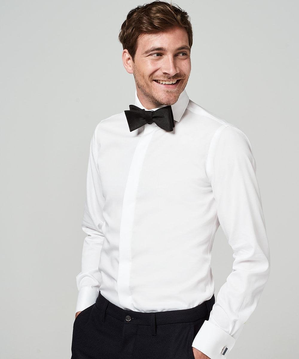Wit smoking shirt | fine twill | Michaelis overhemd-boordmaat: 43