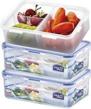Lock&Lock Meal prep Bakjes | Bento lunchbox | Snackbox - Met 3 vakjes - Set van 3 Stuks - 1 liter