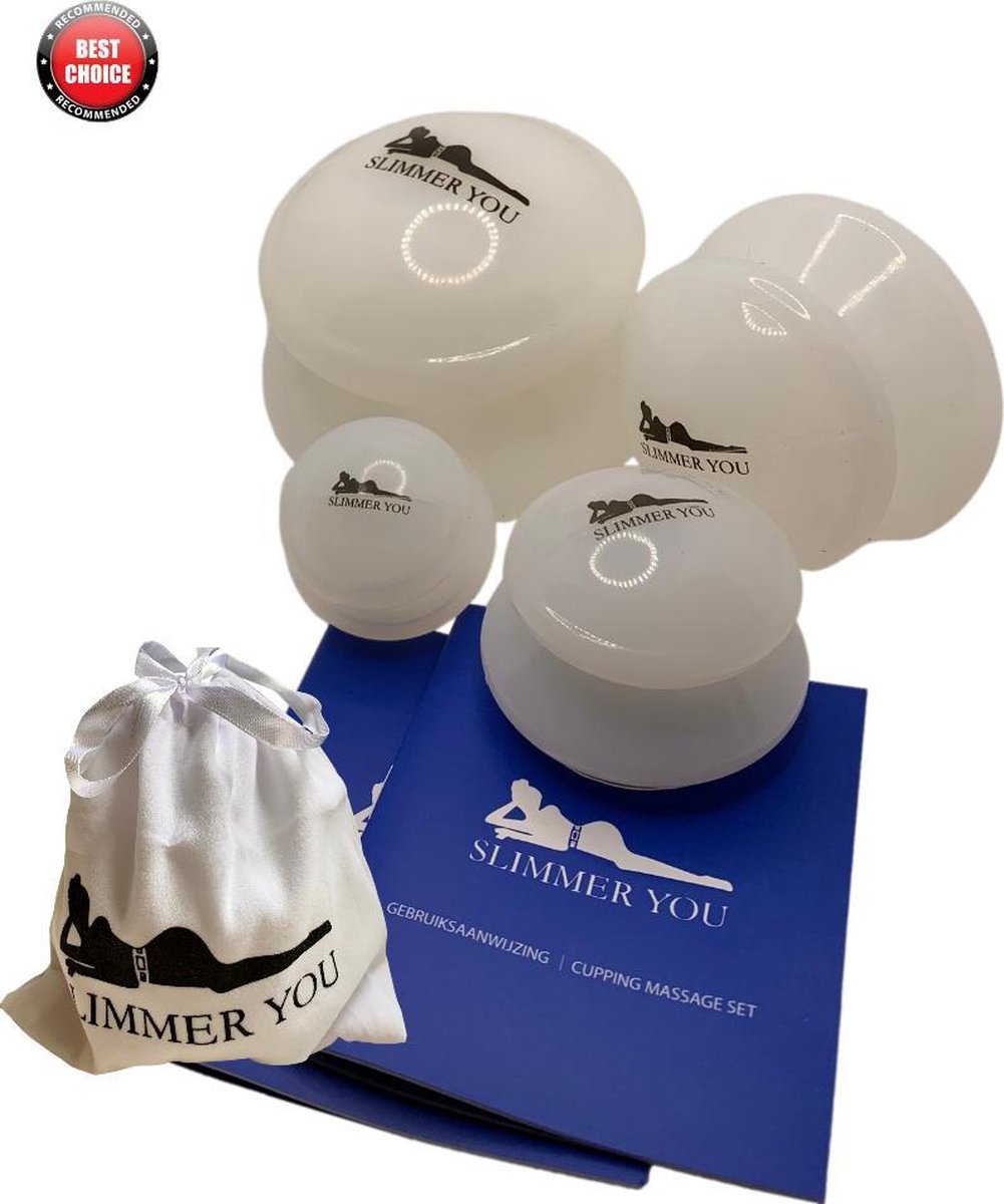 Cellulite Cups voor Cupping Set Massage -  Cupping Set van 4 + GRATIS facial cup + Handleiding