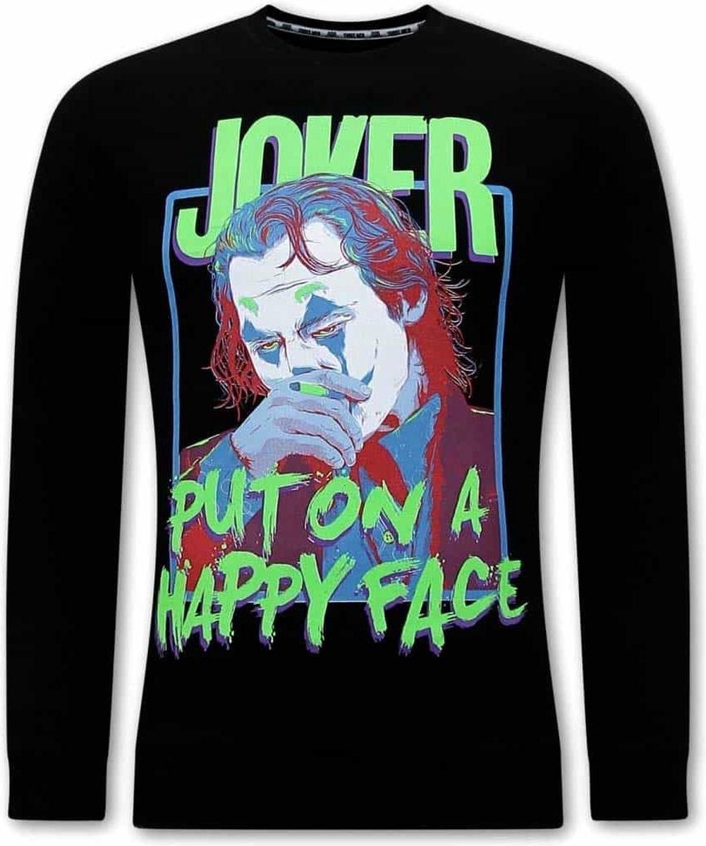 TONY BACKER Joker Print Heren Trui - Zwart - Maten: L