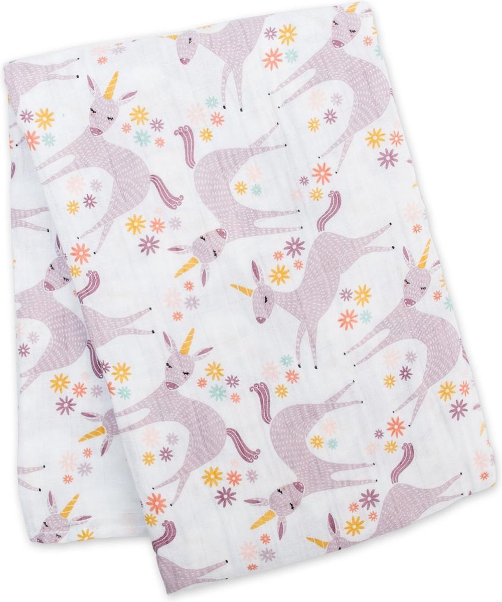 Lulujo swaddle 100% katoen 120x120 - Modern Unicorn