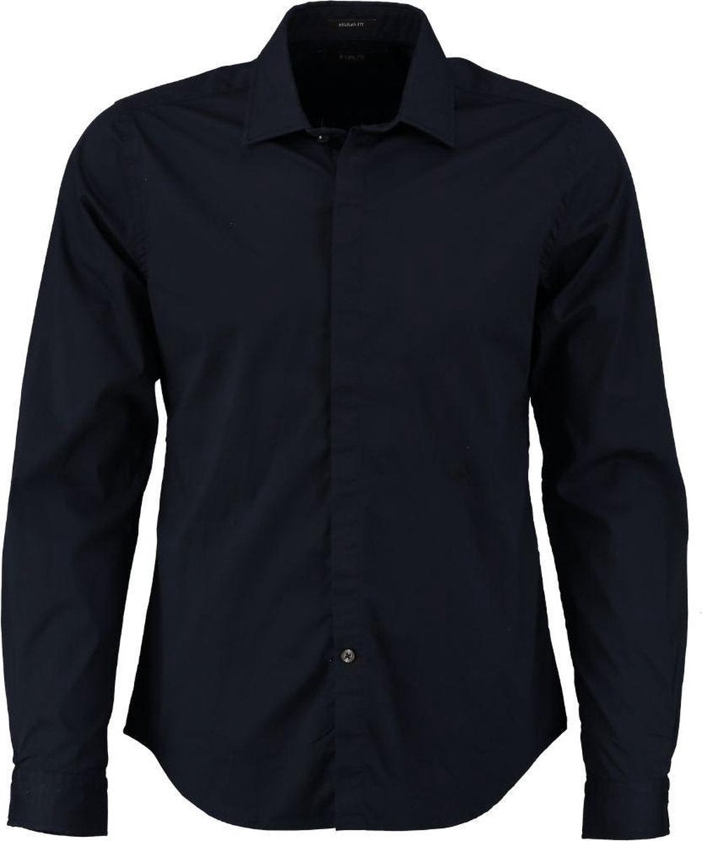 Replay donkerblauw stretch overhemd valt kleiner - Maat XS