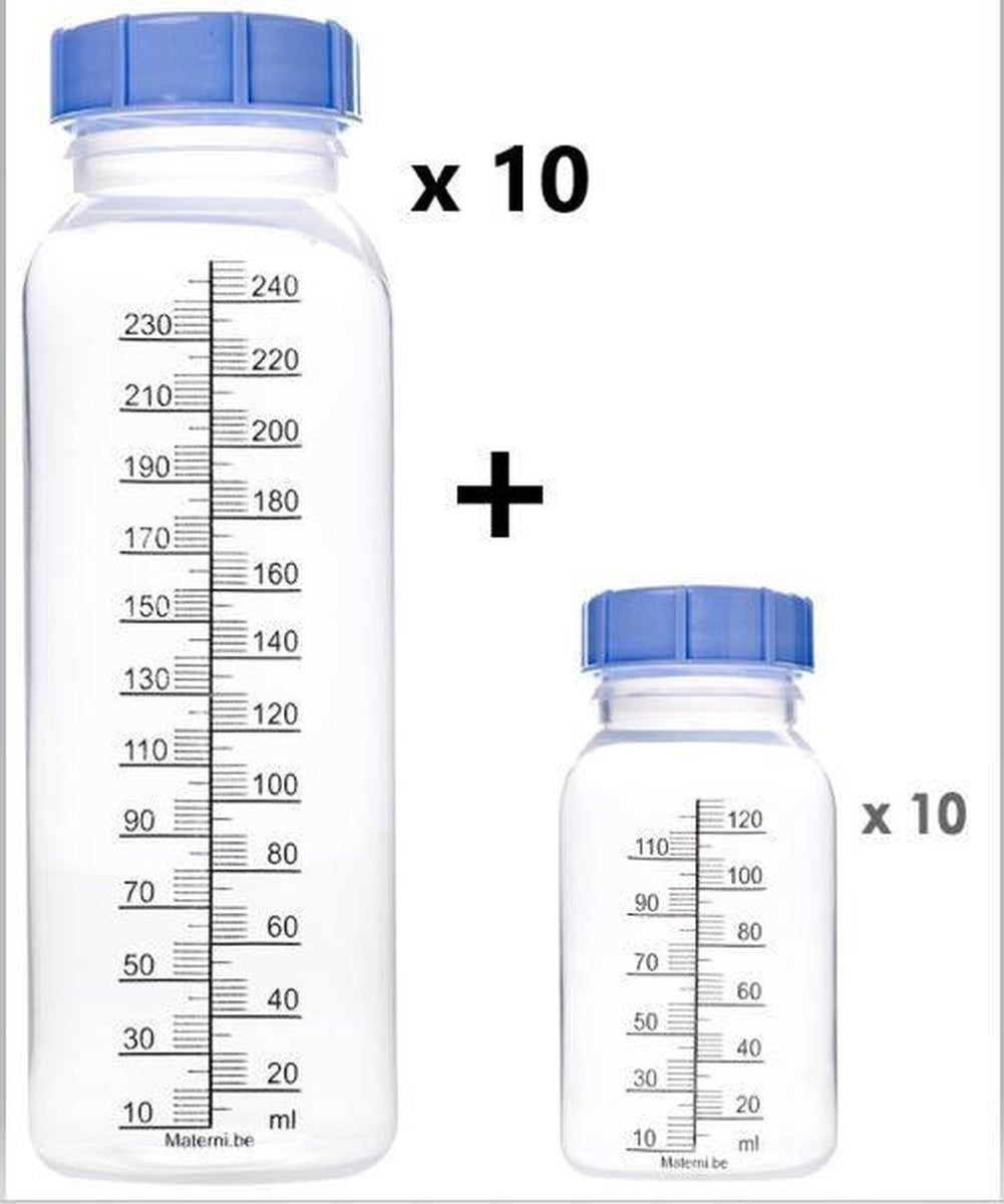 20 Materni Bewaar flessen 10 x 120 ml + 10 x 240 ml = 20 flessen