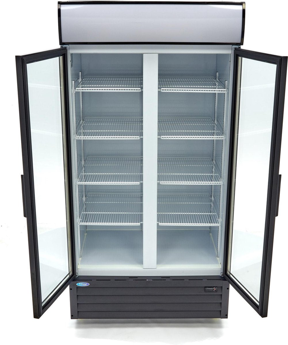 Barkoeling 800 Liter - Hoog Model - 2 Klapdeuren - Dubbel Glas - Temperatuur Controller - 4 Wielen - Incl. 8 RVS roosters - Drank Horeca Koelkast  - Maxima