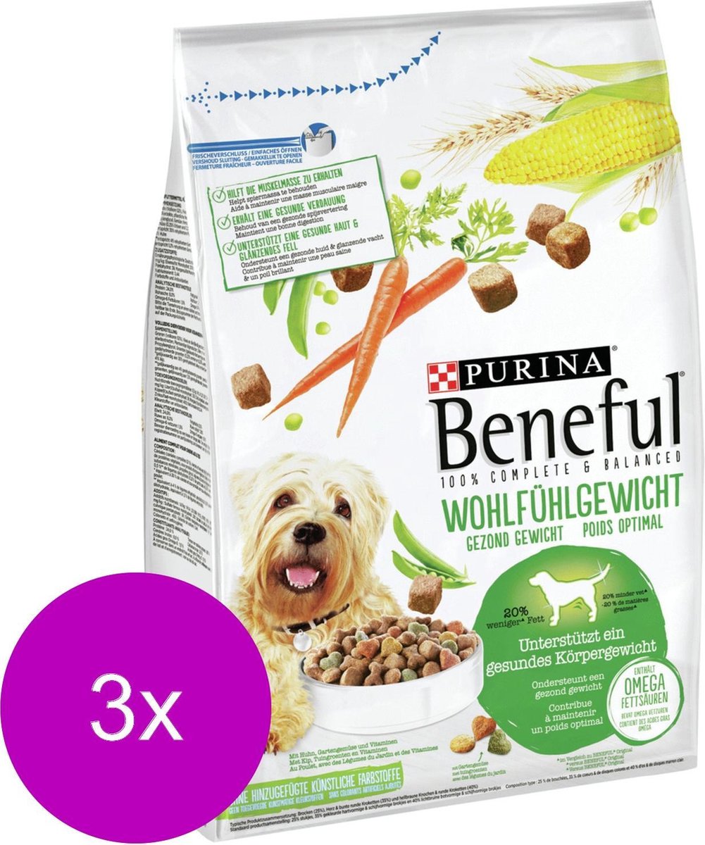 Beneful Gezond Gewicht - Kip&Rijst - Hondenvoer - 3 x 3 kg