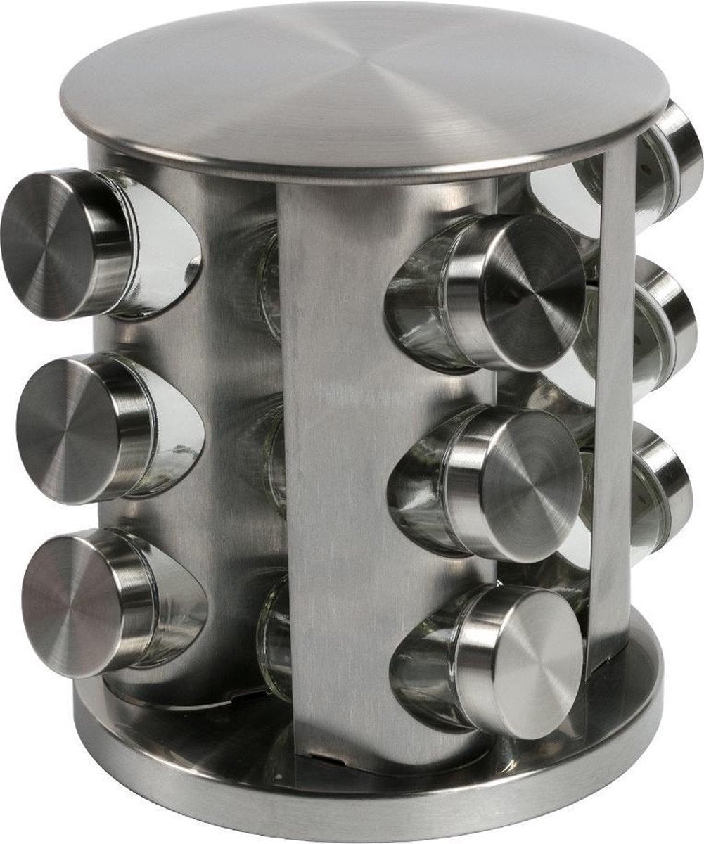 Baytex Kruidenrek Draaibaar Spice Carousel - 12 Kruidenpotjes - Zilver