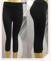 Dames Legging -Driekwart - Katoen - Basic - Zwart - Maat S/M (36-38)