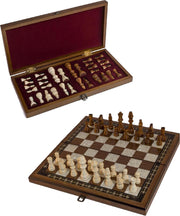 Handgemaakte opvouwbare schaakbord met houten schaakstukken – Luxe schaakset/schaakspel voor volwassenen – Opbergruimte – Hoge kwaliteit – Opvouwbaar – Opklapbaar – Inklapbaar – Schaken – Chess – 40 x 40 cm