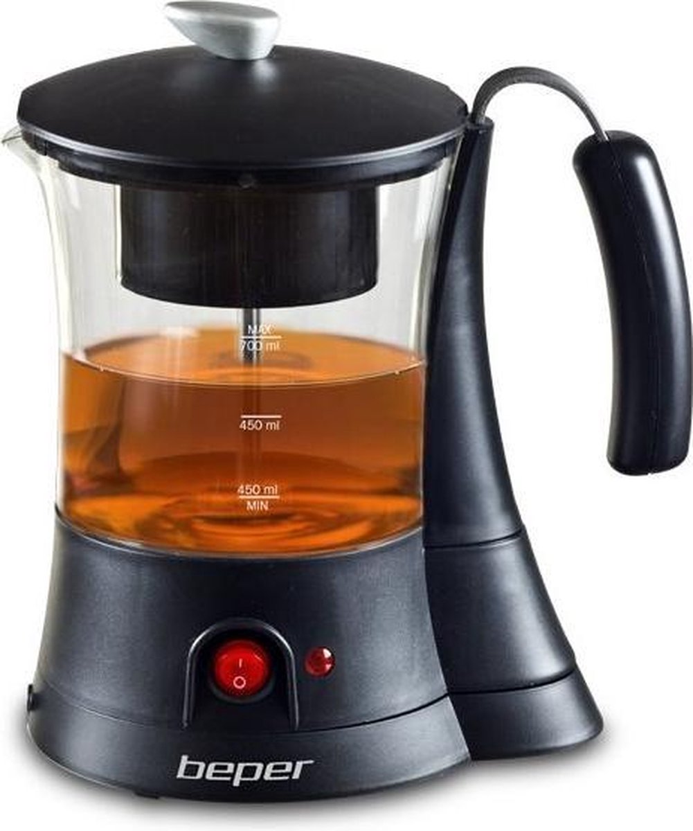 Beper 90.836 theepot - Roestvrijstalen theefilter - 700 ML - Zwart