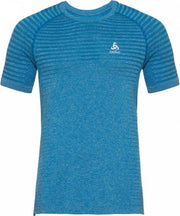 Odlo T-Shirt S/S Crew Neck Seamless Element Heren Sportshirt - Mykonos Blue Melange - Maat S