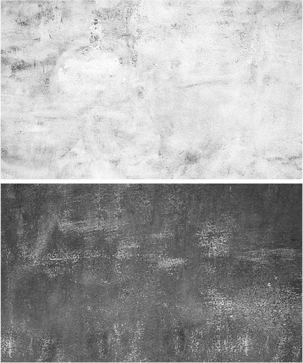 PVC achtergrond voor fotografie - Beton look - Wit en grijs - Dubbelzijdig - Food en product fotografie - Waterproof - 58 x 86 cm
