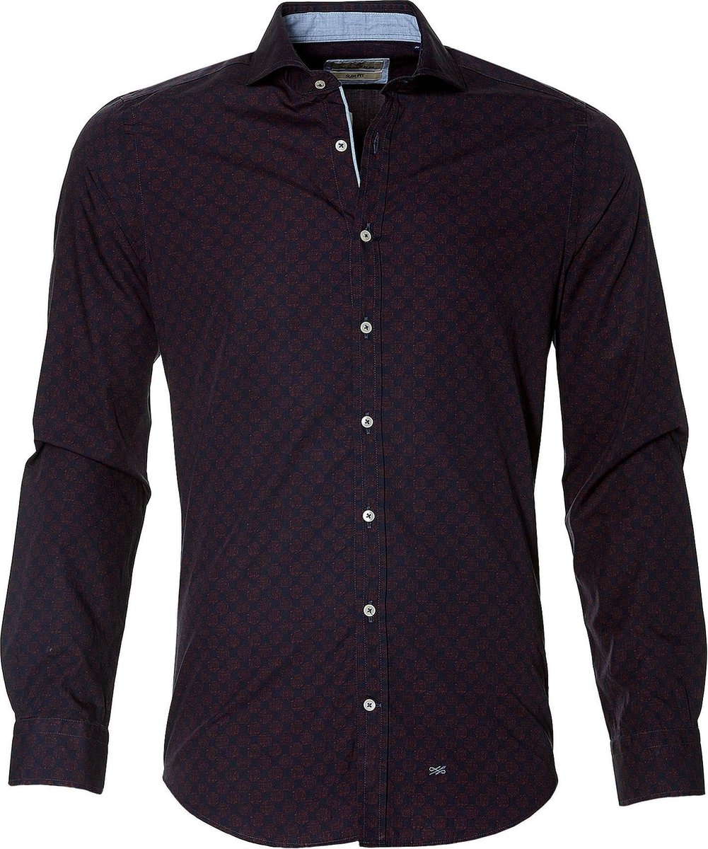 Hensen Overhemd - Slim Fit - Bordo - 3XL Grote Maten