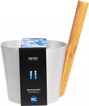 Design Sauna Emmer met een greep van bamboehout - Aluminium Naturel (5L)