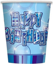 Blauwe Happy Birthday bekers - Feestdecoratievoorwerp