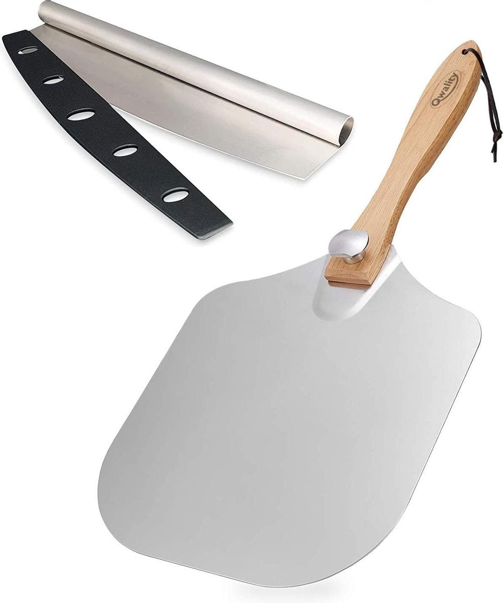 Pizzaschep – Incl. Pizzasnijder – Opvouwbaar – Pizzaspatel – Pizza Schep – Taartschep – Qwality
