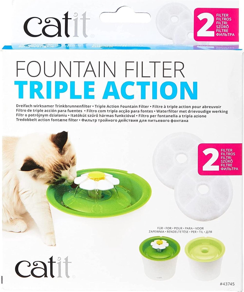 Catit Filters Triple Action 2 Pack - Kattendrinkbak - Wit - 4 x 14.5 x 17.5 cm