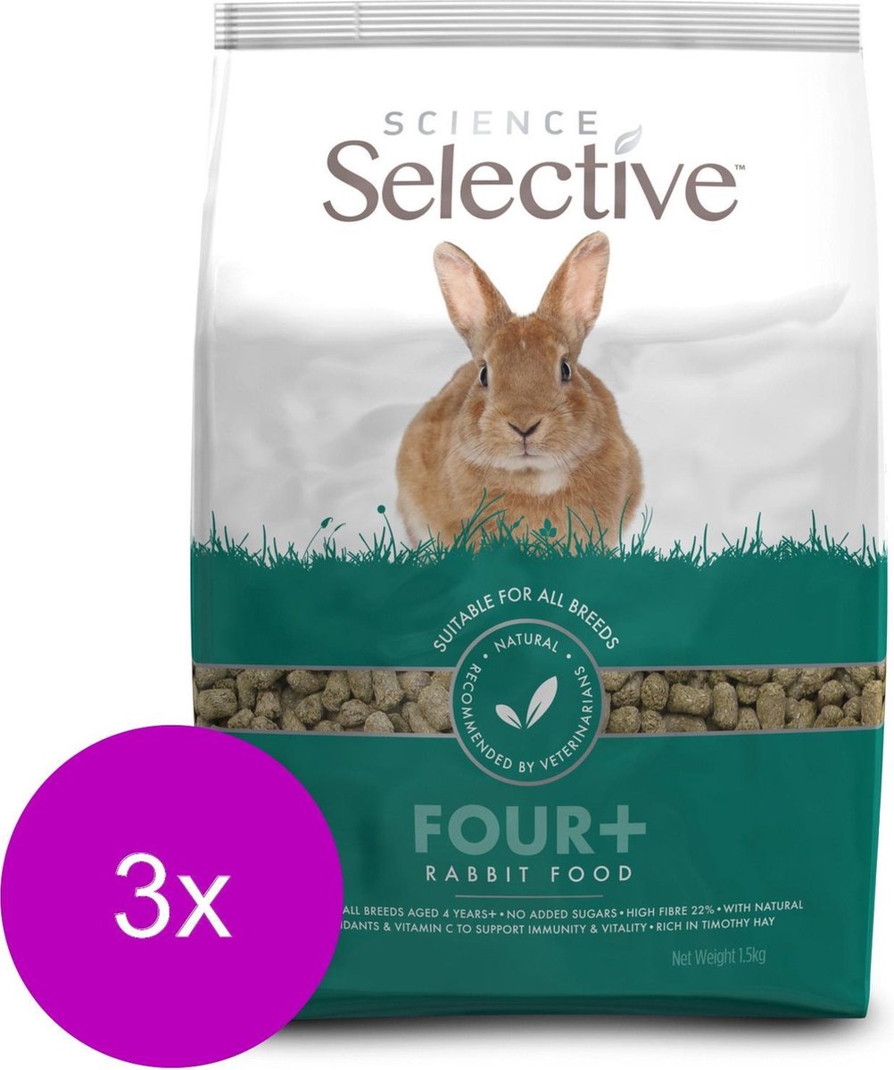 Supreme Science Selective Rabbit 4plus - Konijnenvoer - 3 x 1.5 kg