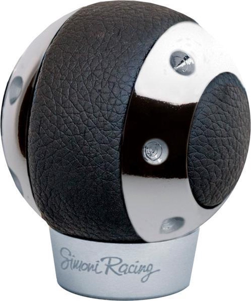 Simoni Racing Pookknop SPR - Zwart Leder + Chroom