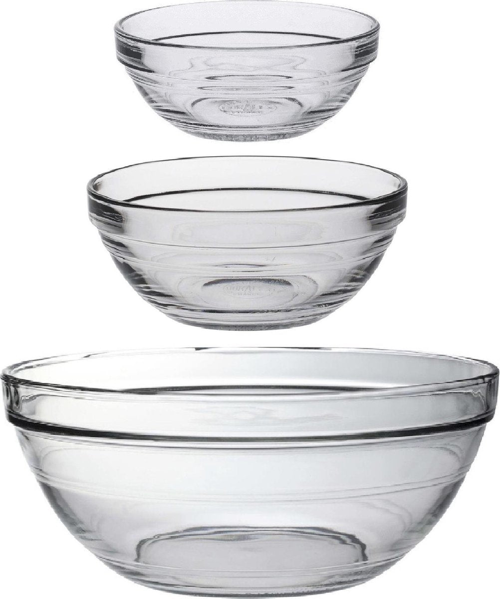 Keuken schaaltjes set 16x stuks van glas in diverse formaten.  - 6x stuks 9 x 4 cm/8x stuks 12 x 5 cm/2x stuks 12 x 31 cm