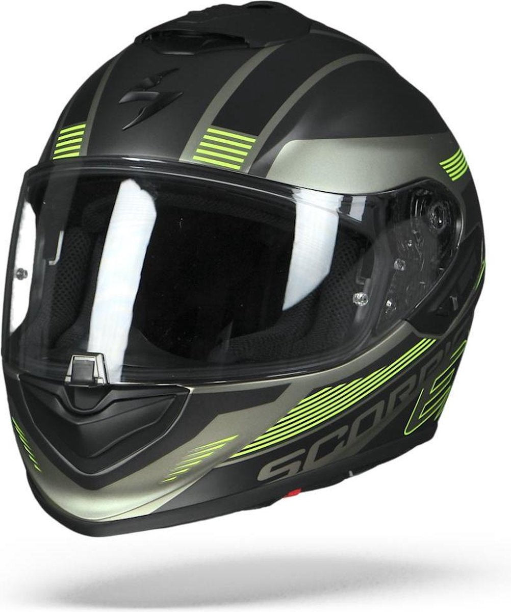 Scorpion EXO-1400 Air Free Mat Titanium Zwart Neon Geel Integraalhelm - Motorhelm - Maat XL