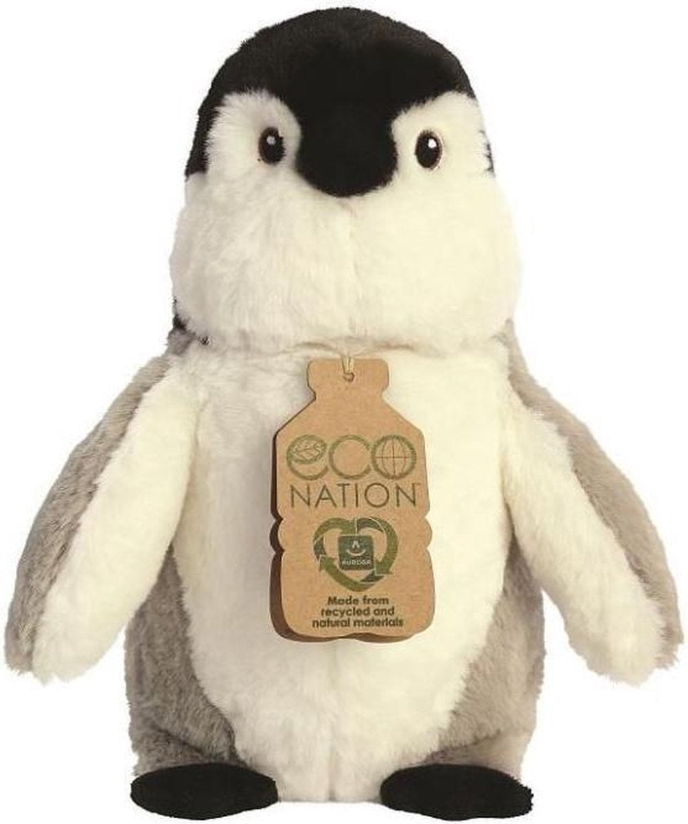 Aurora Knuffel Eco Nation Pinguïn 24 Cm Pluche Zwart/grijs