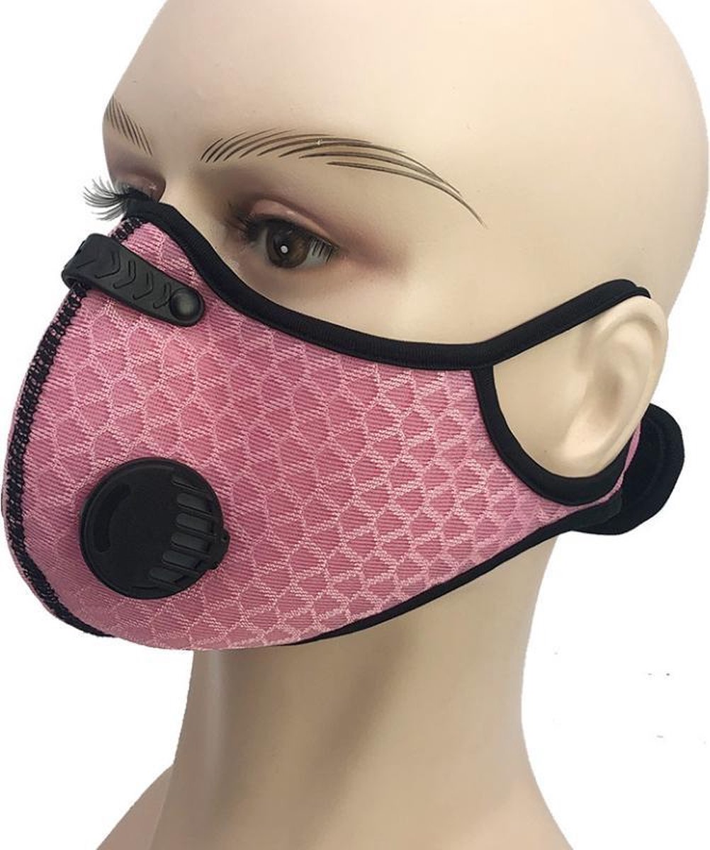 MaxedMore - Sportmasker- mondmasker voor sport - wasbaar - herbruikbaar - Tender Pink- met filter - gezichtsmasker - om te sporten