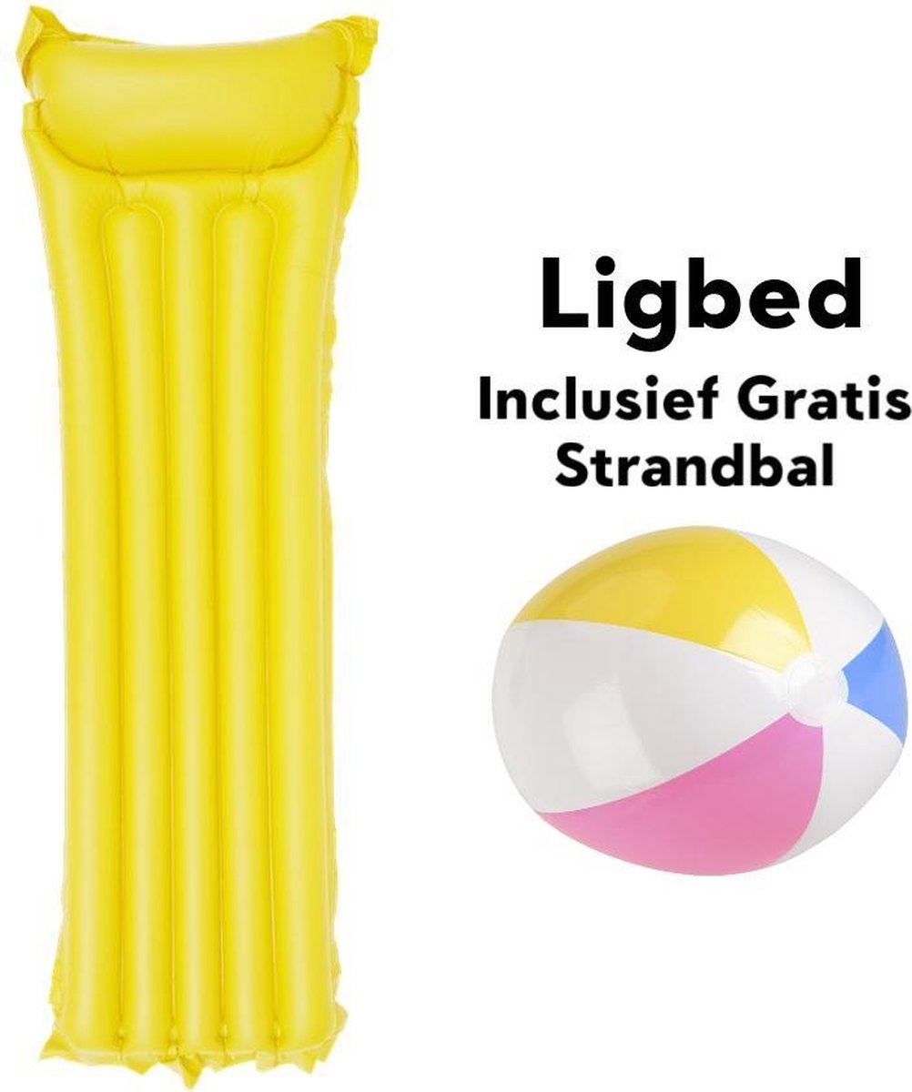 Ligbed zwembad - Geel - Inclusief Gratis Strandbal - Luchtbed Zwembad - Luchtmatras - Zwembad Speelgoed - Zwembad - Opblaasbaar Speelgoed - Zwembad Matras