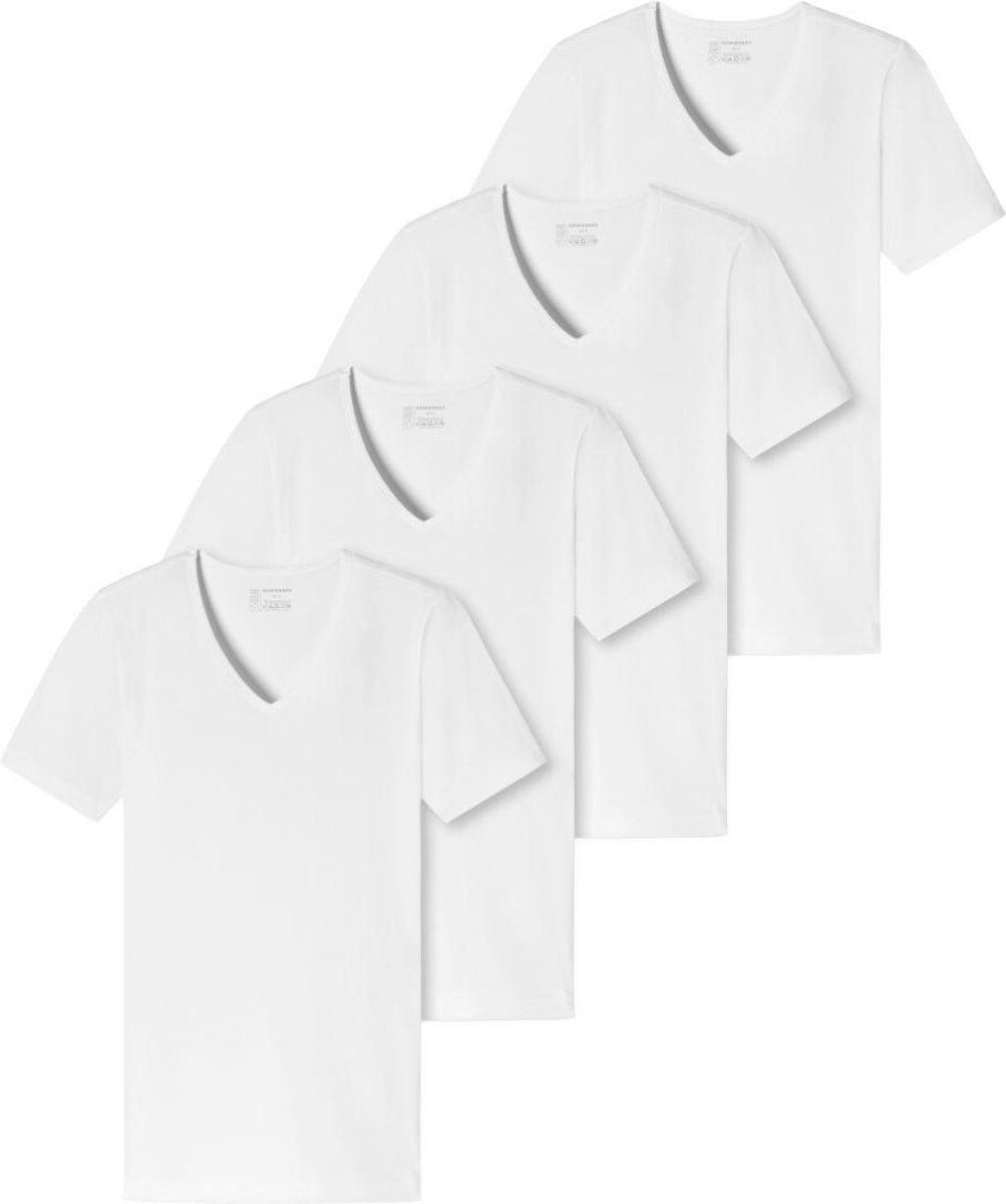 Schiesser T-Shirt / Onderhemd met ronde hals 4er-Pack - 95/5 - Organic Cotton