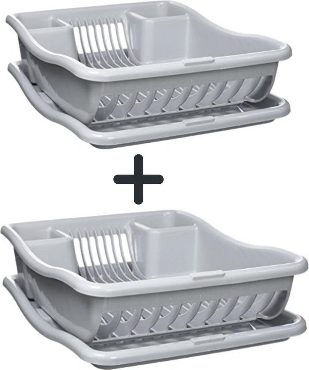 Curver Afdruiprek met Met Lekbak plateau  - kliksysteem - Afdruiprek voor afwas - Vaatwas rek - Afdruiprek - 38x29x8