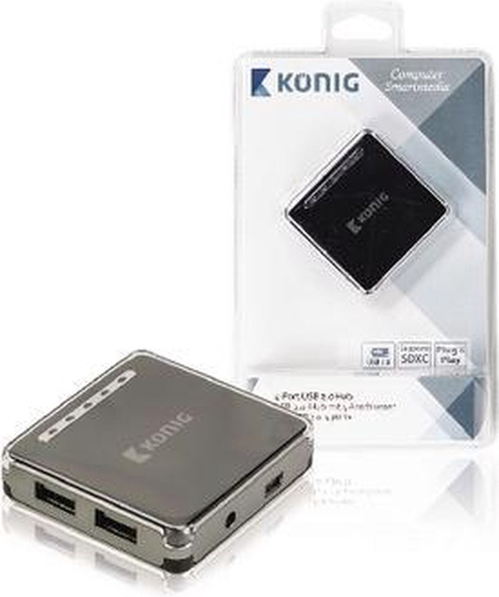4 Poorten Hub USB 2.0 Zwart
