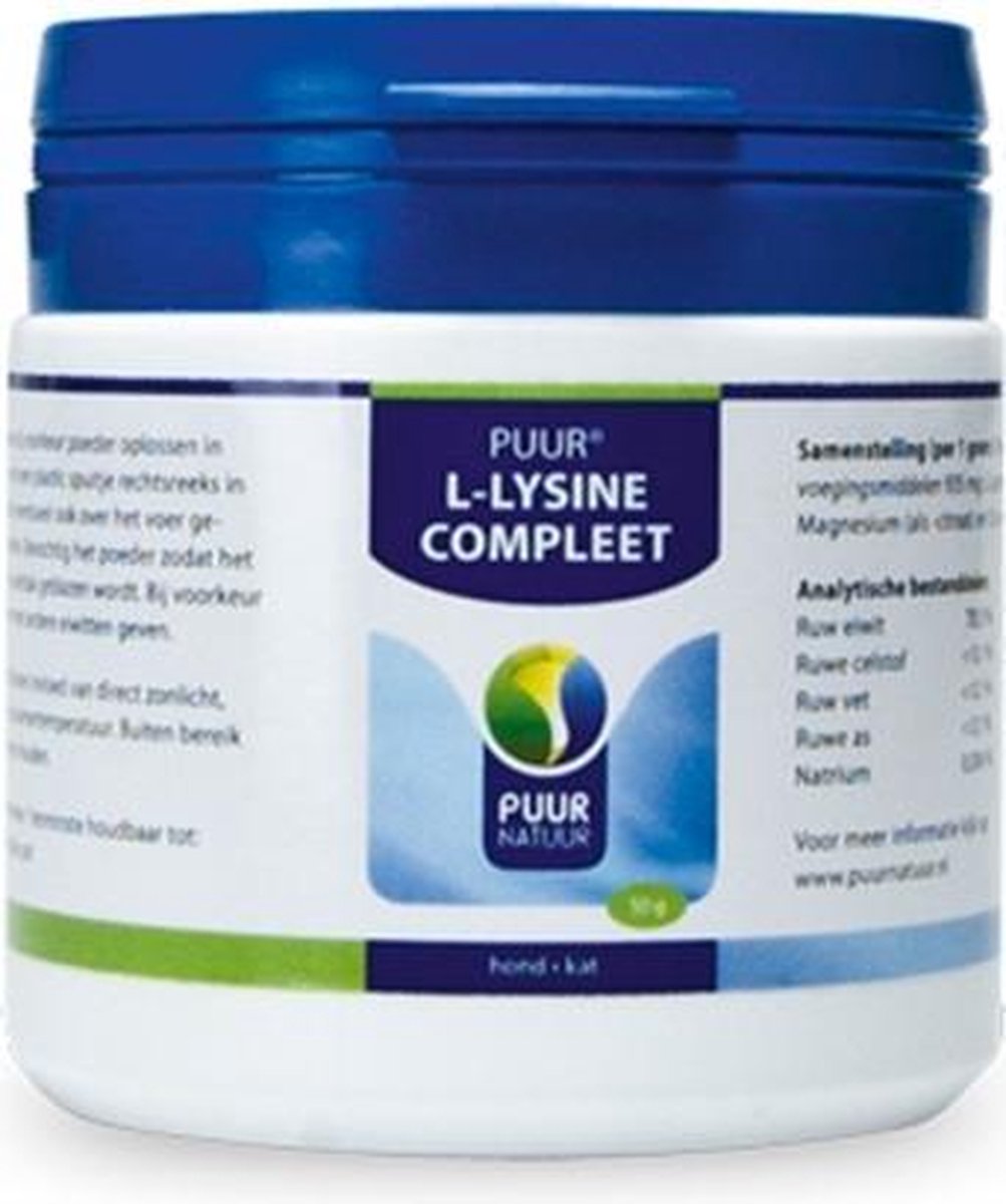 Puur natuur l-lysine hond en kat - 50 gr - 1 stuks