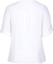 Blouse in linnengaas en effen katoen