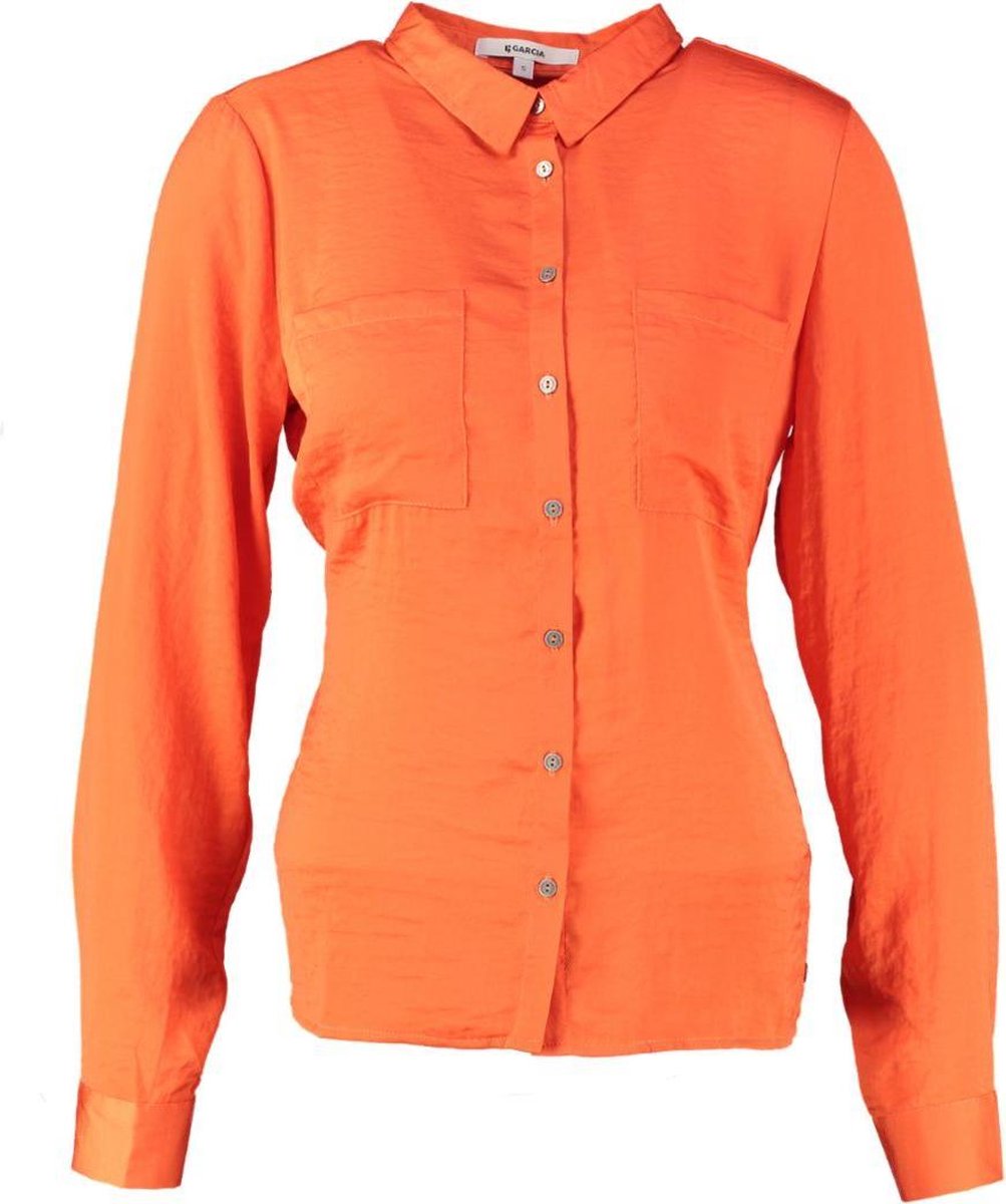 Garcia oranje shiny blouse polyester - Maat XS